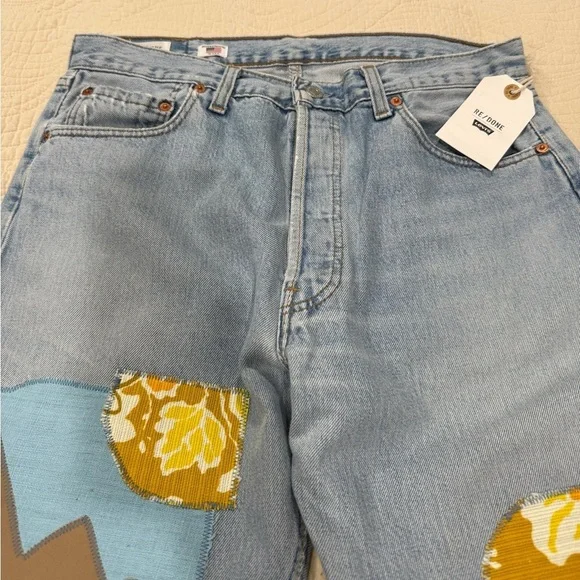 Re/Done Colorful Patchwork Straight Jeans - Picture 6 of 13